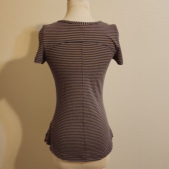 Free People Frenchie Striped Cutout Ribbed Shirt small - Picture 3 of 7
